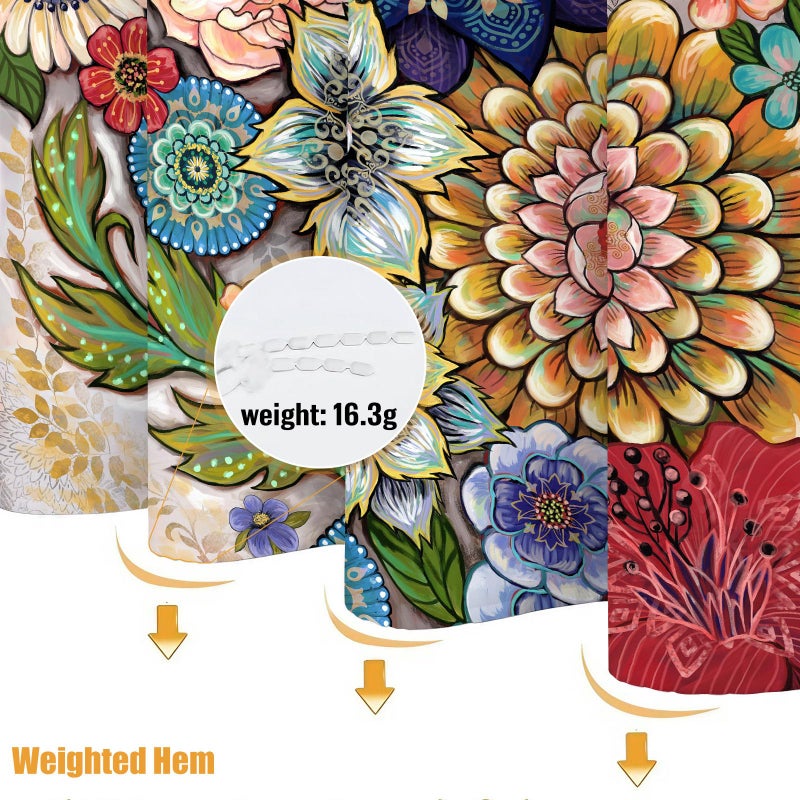 Neasow Boho Floral Shower Curtains for Bathroom, Bright Fabric Blossom Shower Curtain with 12 Hooks, Multi Color 72"Ã—72" - Image 5